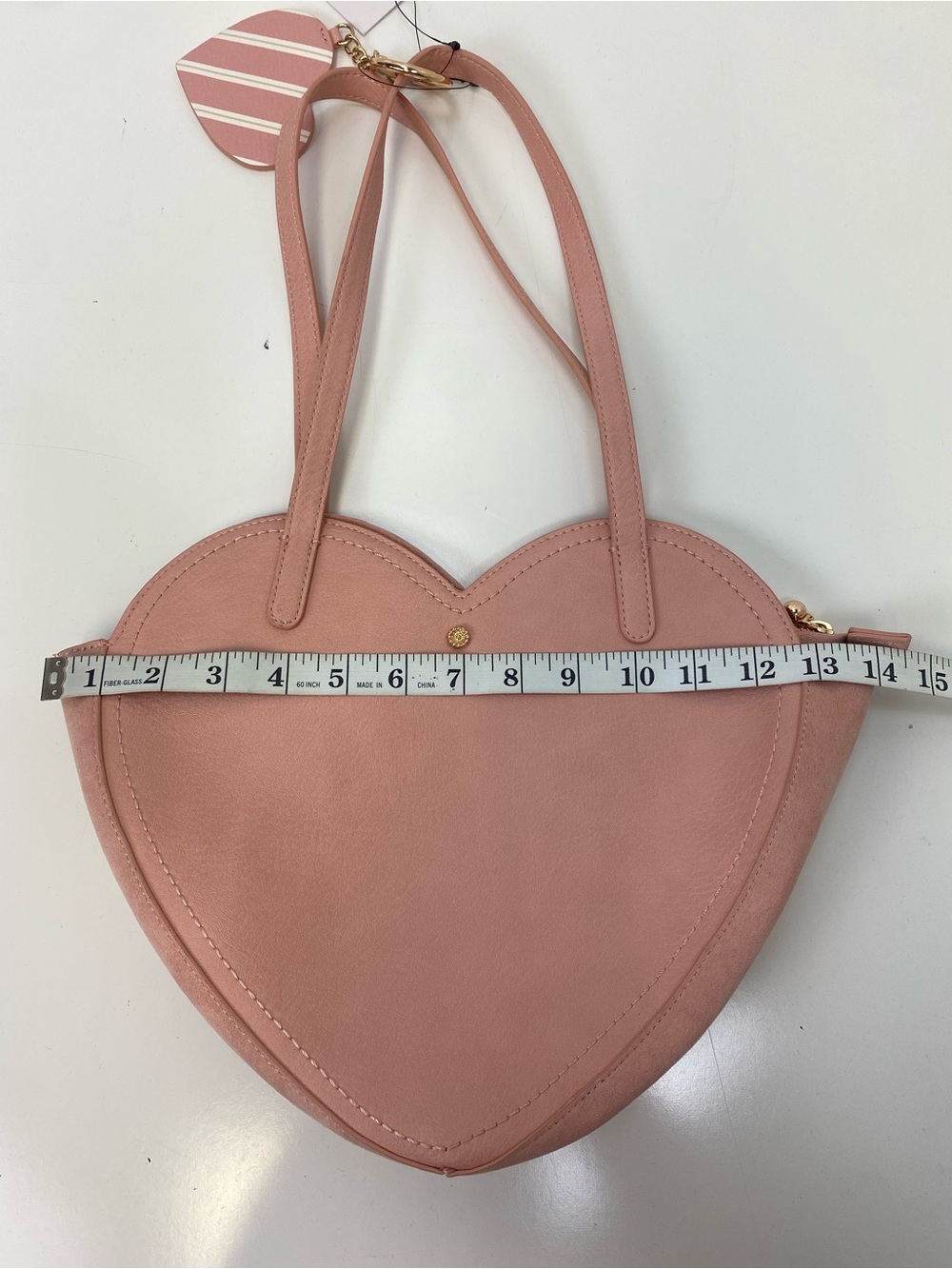 LC Lauren Conrad Pink Heart-Shaped Shoulder Bag with Heart Charm - Picture 6 of 7